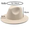 Barnhattar 52 cm litet barn kände vit svart vinter hatt casual klänning pojkar flickor fedora sombrero panama hombre 240219