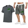 여름 새 남자 세트 반바지 복장 수컷 티스 스트리트 티셔츠 2 조각 프린트 캐주얼 O-Neck 트랙 슈트 대형 해변 스포츠웨어