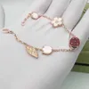 Gioielli firmati Bracciale di lusso Catena a maglie Vanca v Oro spesso 18 carati Oro rosa Sette coccinelle per i lati delle donne che indossano cinque fiori Piccolo regalo per la fidanzata