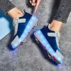 Tênis de rolo ao ar livre 4 rodas crianças meninas meninos bebê 2022 presente moda crianças esportes casuais luz led piscando sapatos de skate ao ar livre