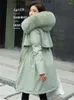 Women's Trench Coats Winter Coat Women 2024 Fashion Long Slim Light Green Thickened Warmth Cotton