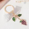 Keychains Pretty Leaves Grape Enamel Plants Fruit Key Rings For Women Men Friendship Gift Handmade DIY Jewelry