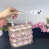 Sacs de soirée Hollow Metal Pearl Silk Satin Bird Cage Vegetable Panier de légumes pour banquet brillant et marin stupide transportant le crossbody 240227