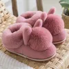 Slippers 2024 Dames Winter Katoen Dikke Zool Antislip Effen Kleur Pluche Thuis Leuke Casual Tas Hak Schoenen