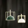 Pendant Lamps Nordic Minimalist Iron Marble LED Chandelier Suitable For Bedroom Bedside Small Modern Dining Table Lighting Fixtures