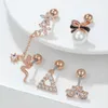 Boucles d'oreilles à clous pour femmes, 1 pièce, bijoux pour filles, perles en zircone cubique, en forme de Triangle, en acier inoxydable, barre de 8mm, EGD0718