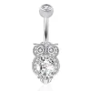 Bijoux Real 925 Sterling Silver Owl Navel Piercing Boully Bouton Boulons Body Body For Women Man Rod Long 6 8 10 mm Fine Cadeau