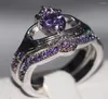 Bröllopsringar Storlek 511 Choucong Fashion Jewelry 10kt White Gold Filled Pear Cut 5a Purple CZ Women Bridal Claddagh Par Ring GI3230676