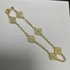 Designer smycken lyxarmband länk kedja vanca mini liten klöver sex blomma hand guld vit fritillaria armband 29xs