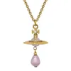 Luxury Viviennes Westwood Desginer Viviane Weswoods smycken Empress Dowager Xis Ny Barock Pearl 3D UFO Saturn Necklace Womens Light Luxury Style Fashion Collar C