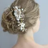 Pinzas para el cabello Color dorado Floral peineta de boda alfileres encantadores adornos para mujeres accesorios de fiesta hechos a mano
