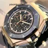 Relógio de pulso tático minimalista AP Watch Royal Oak Offshore Series 44mm de diâmetro 18k ouro rosa anel externo de cerâmica relógio mecânico automático masculino relógio de luxo 26401