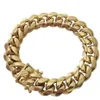 Pulsera de eslabones cubanos de Miami para hombre, acero inoxidable chapado en oro de 18 quilates, 14 mm, 280 w