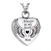 Pendentif Colliers JJ001 Angel Wing Heart Collier d'urne de crémation en acier inoxydable Tenir les cendres de vos proches - Papa / Maman toujours dans mon mémorial