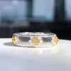 Cluster Rings 0.45ct Yellow Diamonds Gold Wedding Engagement Female For Women Fine Ring