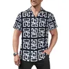 Men's Casual Shirts Retro Tribal Print Beach Shirt Black And White Hawaiian Male Aesthetic Blouses Short Sleeve Clothes Plus Size