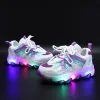 Zapatillas de deporte talla 2130, zapatillas brillantes a la moda, zapatos iluminados para niños, zapatillas luminosas de malla para bebés, zapatos para niños, zapatillas antideslizantes para niñas