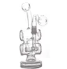 8-дюймовые мини-установки Dab Rigs Стеклянные нефтяные вышки Recycler бонг Двухстворчатый перколятор для курения Водопроводная трубка с 14-миллиметровой совместной стеклянной масляной горелкой pi6375380