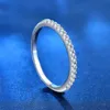 0.015CTW HI 1.5mm Width Moissanite Lab Created Diamond Half Eternity Wedding Band Sterling Silver for Women