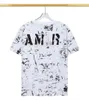 夏の男性Tシャツ女性アマリスデザイナープリントティーファッションマンTシャツ品質綿カジュアルショートスリーブラグジュアリーヒップホップストリートウェアTシャツAmiris White99