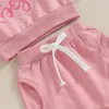 Set di abbigliamento Autunno nato neonate 2 pezzi Set di vestiti Lettera con stampa a cuore Felpa a maniche lunghe Pantaloni Tuta da bambino Costume