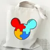 Shopping Bags Vintage Tote Autism Women Fashion Cartoon Animal Teenagers Shoulder Women's Handbagsags