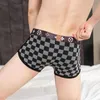 Underpants designer Pure cotton underwear, men's youth checkered shorts, medium waist, comfortable and breathable, flat corner pants, sports trend fashion 6A3E