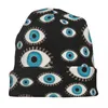 Berets Evil Eye Print Beanie Hats Greek Mati Mataki Knitting Hat Gym Elastic Men Women Caps Winter Custom Trendy Bonnet Gift