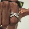 Mode smycken Sterling Sier White Gold Plated VVS Moissanite Diamond Iced Out Hip Hop Rings