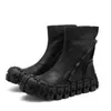 Botas de luxo dos homens botas de tornozelo estilo britânico engrenagem sola grossa couro genuíno chelsea botas de rua botas de motocicleta sapatos de trabalho ao ar livre 6c