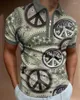 Men's Polos Ethnic Polo Shirts Flower Short Sleeve High Quality Shirt Tops Casual Zipper Tees Oversized Streetwear Men Clothing