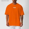 Homens camisetas Oversized Mens T-shirt Movimento Fitness Manga Curta Solta Sportswear Ginásio Roupas Fitness Verão Respirável Quick Dry Tops T240227