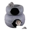 Kat Speelgoed Nest Donut Tunnel Bed Huisdieren Huis Natuurlijk Vilt Huisdier Grot Ronde Wol Voor Kleine Honden Interactief Spelen Toycat4976987 Drop Deliver Dhawm