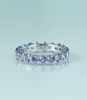 Cluster Rings Gem39s Beauty 925 Sterling Silver Infinity For Women Anniversary Gift Round Light Tanzanite Blue Simulant Diamond7839465