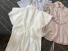 Camicette da donna DUTRIEUX 2024 Estate Mujer Blusa giapponese Layring increspato camicie senza maniche risvolto pulsante posteriore coulisse vita sottile camicetta