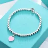 Charm Bracelets Womens Luxury Bracelets Tiff Bangle Love Heartshaped Enamel Pendant Hand Chain Female Tiffanjewelry S925 Silver Girl Friend Handchains Ladies Bra