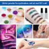 Tattoos 30 Colors Diamond Glitter Art Charm Luminous Tattoo Set Glitter Powder Sticker Makeup Brush Temporary Tattoo Set For Women Kids