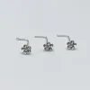 Bijoux 30 pcs/lot 925 en argent Sterling Nez Stud fleur cristal clair L forme nez goujons Piercing bijoux