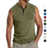 Summer Sports Sleeveless Vest, Men's Solid Color Breathable Fitness Camisole T-shirt