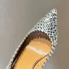 Aquazzura Slingback-Stiletto-Abendschuhe, Strass, ausgehöhlte Lederlaufsohle, spitze Zehenpumps, Damen-Party-Abendschuhe, hohe Luxus-Designer-Schuhe