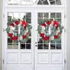 Decorative Flowers Spring Wreath For Front Door Fall Autumn Red White Floral Artificial Summer Green