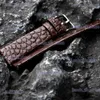 Bracelets de montre Bracelet en cuir de crocodile américain fait à la main Ultra mince 18 19 20 21 22MM noir marron hommes Bracelet en cuir véritable libération rapide T240227