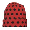 Berets Red And Black Polka Dot Bonnet Hats Polkadots Vintage Beanie Pattern Knitting Hat Autumn Casual Men Women Gym Warm Caps