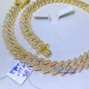 Pass Tester Miami Men Bling Gold Plated Necklace Iced Out Diamond Cuban Link Chain