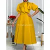 Plus Size Dresses Large Women's Summer Bow Celebrity Solid Color Banquet Dress Skirt Short Sleeve