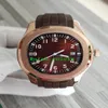 Luxe nieuwe Aquanaut 5167R-001 5167R bruine wijzerplaat Aziatische 2813 automatisch herenhorloge rosé gouden kast bruine rubberen band heren sporthorloge286g