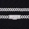 Soild 925 Silver 8-10mm Wide Hip Hop Cuban Link Moissanite Diamond Iced Out 14k 18k Gold Plated Necklace Chain