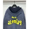 Tasarımcı Hoodie Balencigs Moda Hoodies Hoody Mens Sweaters Yüksek Kalite B Aile Doğru Versiyonu 23 Yüksek Kalite Yeni Gradyan Sarı Bant Baskı Me