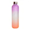 Water Bottles 1L Plastic Space Transparent Frosted Motivational Reusable Cup Copper Lid Bottle With Time Marker 1000ML