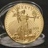 2024 새로운 비 자기 자유 독수리 배지 금색 슬라이버 도금 기념 동전 미국 동상 자유 동전 작은 크기
